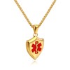 OIDEA Men's Pendant with Necklace Medical Alert Shield Pendant Gold