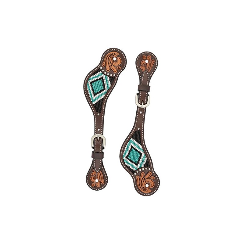 Turquoise Cross Turquoise Beaded Ladies' Spur Straps