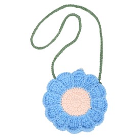 Minache Little Girls Fashion Flower Crossbody Shoulder Bag Crochet Messenger Handbag Toddler Purse (8285+Blue)
