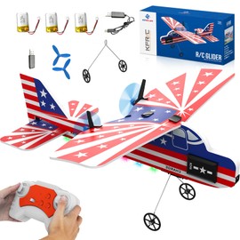 FAMOPLAY RC Plane,2.4GHZ Remote Control Airplane with Lights,2CH RTF RC Airplane Glider Toys with 3 Batteries for Adults Kids Beginners Boys Girls