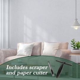 Abyssaly White Contact Paper for Cabinets and Drawers 118"X17.7", White Wallpaper Peel and Stick, Removable Self Adhesive Thicken Wallpaper for Bedroom with Scraper, Paper Cutter