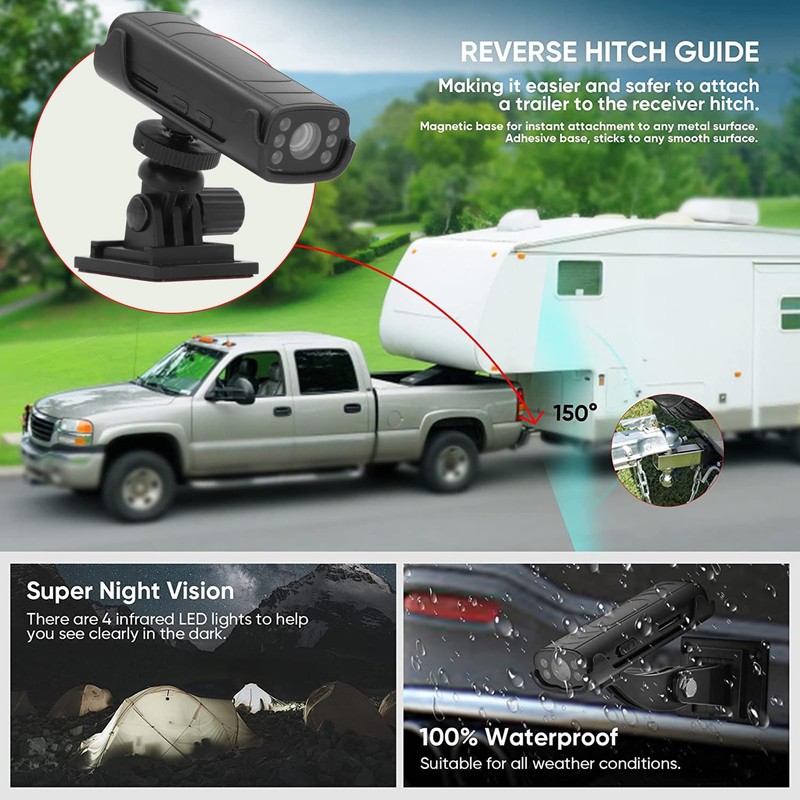 RV Reverse Hitch Guide Camera, 1080P HD WiFi Waterproof Night