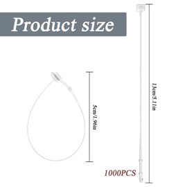 Unvtap Safety Threads Pack of 1000 Safety Threads for Labels, Transparent Loop Pins Loop Lock of Length 130 mm, Safety Threads Transparent for Clothes, Shoes and Other Product Labels