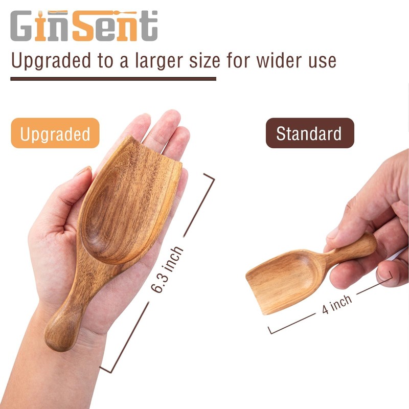 Wooden Coffee Scoop, 6.3 Inch Large Ground Coffee Scoop, Acacia