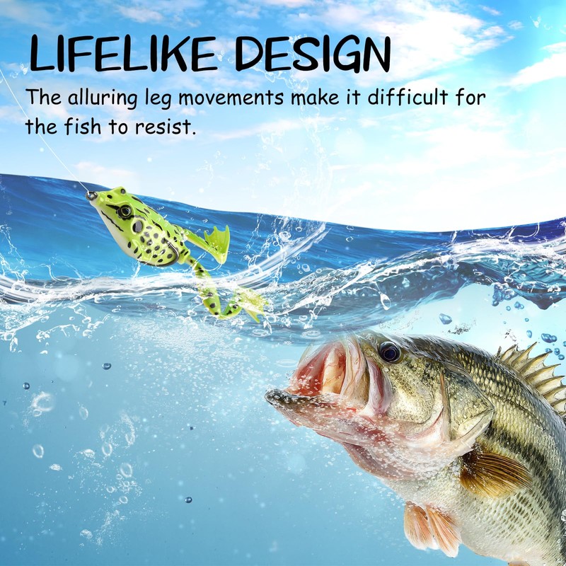 Weedless Topwater Frog Lures - 5PCS Hollow Body Frog Lures