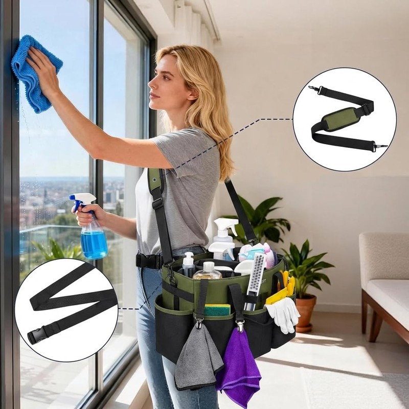 Ytonet Wearable Cleaning Caddy Organizer with Handle & Shoulder Straps,