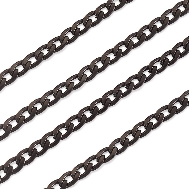 32.8 Feet 304 Stainless Steel Curb Chains Electrophoresis Black Unwelded