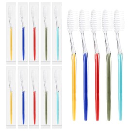 Homvle - Paquete de 100 cepillos de dientes desechables envueltos individualmente, cerdas medianas suaves para viajes a granel para adultos/niños, artículos de cambiador de hotel, 5 colores.