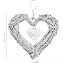 Rattan Hearts Wall Hanging Decoration, Heart Shape Wicker Wreath Ornament for Wedding Party, Home Bedroom Decor