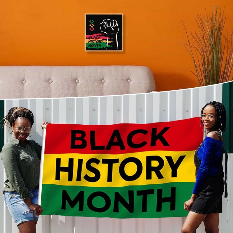 1 Black History Month Flag And 1 Decorative Painting Polyester