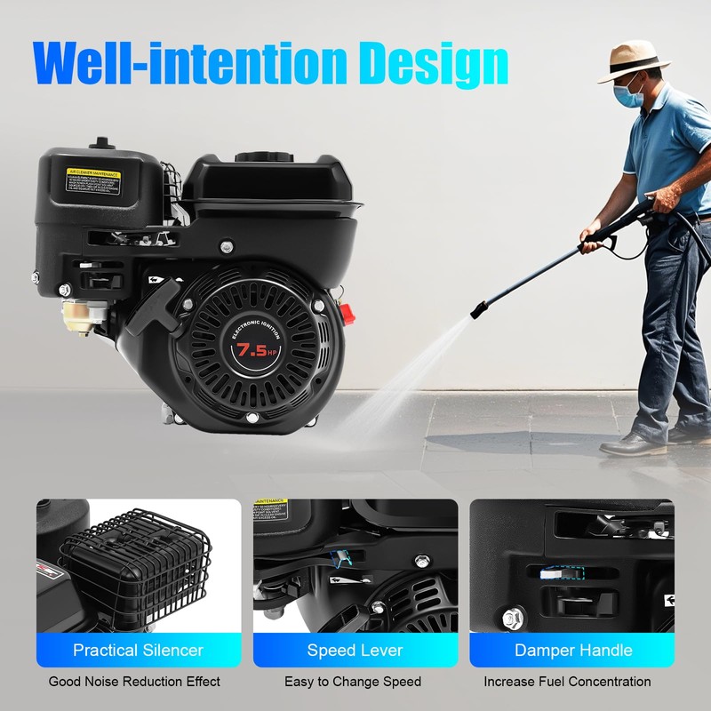 GrfceVue 7.5HP 4-Stroke Gas Engine, 212CC Mini Bike Engine Horizontal