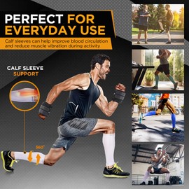 Doc Miller Compression Calf Sleeve for Men & Women – 20-30mmHg Graduated Support for Running, Shin Splints, Calf Strain – Knee High, Small to 6XL Plus Size