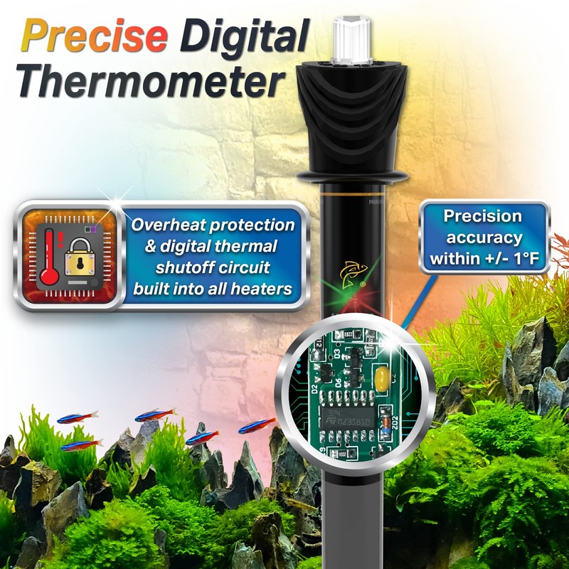 Advatec Glass Aquarium Heaters with Advanced LED Temperature Control System