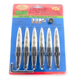 FTG USA 6 Pc #10 (3/16") Countersink Drill Bit Set with Depth Stop Collar, Hex Wrench - Tapered Drill Bits for Wood