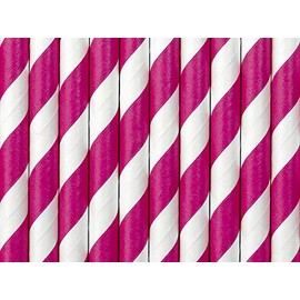 Schnooridoo Paper Straw Birthday Wedding Party Children's Birthday 20 Varieties (Dark Pink White Stripes)
