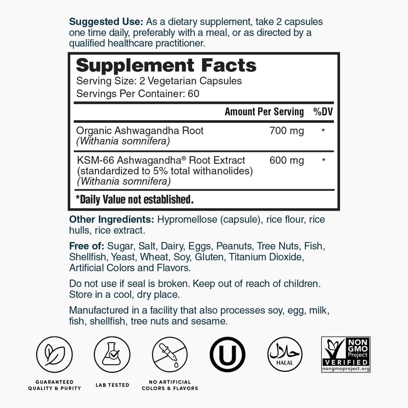 Nature's Lab Extra Strength Ashwagandha KSM 66 Extract - 5%
