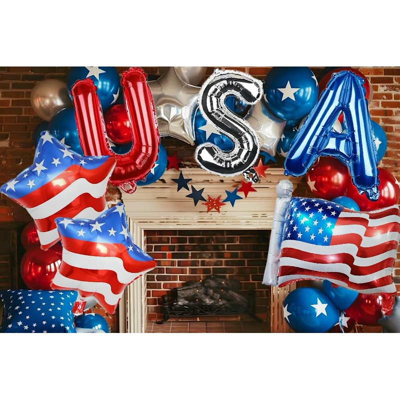 4th of July Decorations Red White and Blue Balloons Patriotic