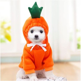 Maruomiki - Chamarra de invierno para perro, con capucha, forro polar y disfraz de bulldog francés, para perros pequeños, color naranja, talla S