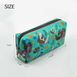 Otters Pencil Case Canvas Pen Bag Pouch Cute Stationary Case Makeup Cosmetic Bag Gadget Box