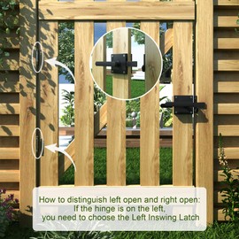Sdstone Double Side Gate Latch,Heavy Duty Swinging Door Latch Gate Hardware for Wooden Fence,Gate Hardware for Left Inswing Outdoor Wooden Gates, Pool Gate, Backyard, Garden