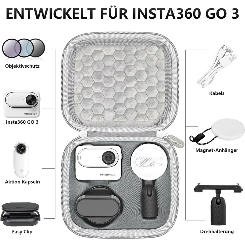 Leayjeen Case for Insta360 GO 3, White, Case for Insta360