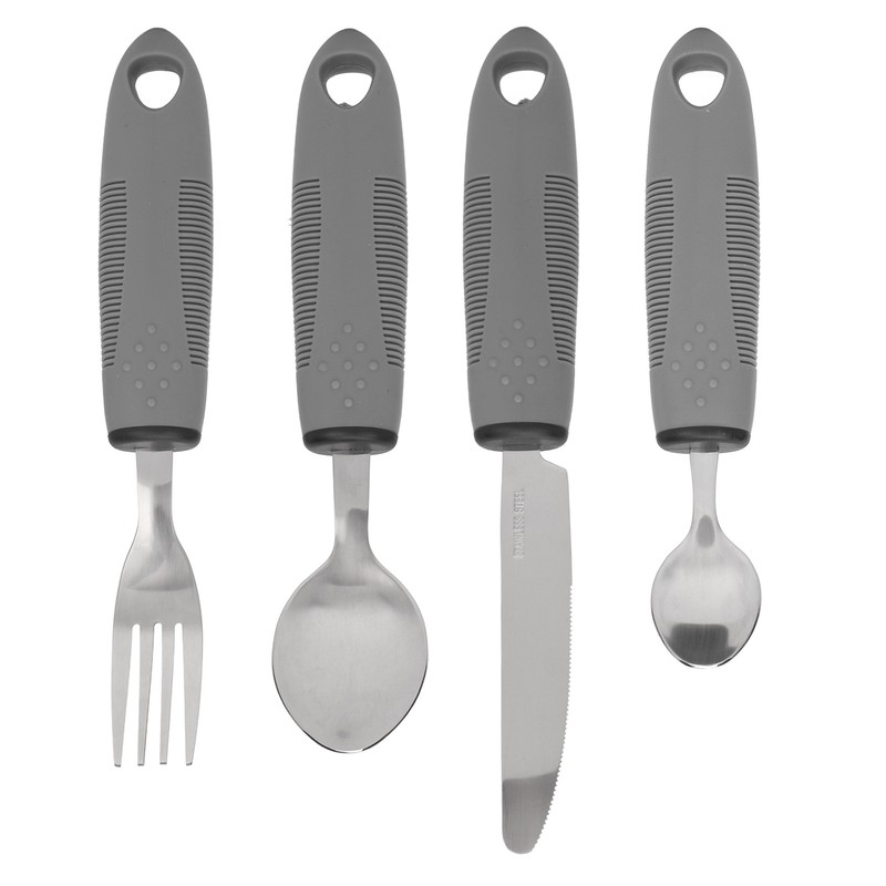 4Pcs Adaptive Utensils Weighted Non Slip Rubber Handle for Hand