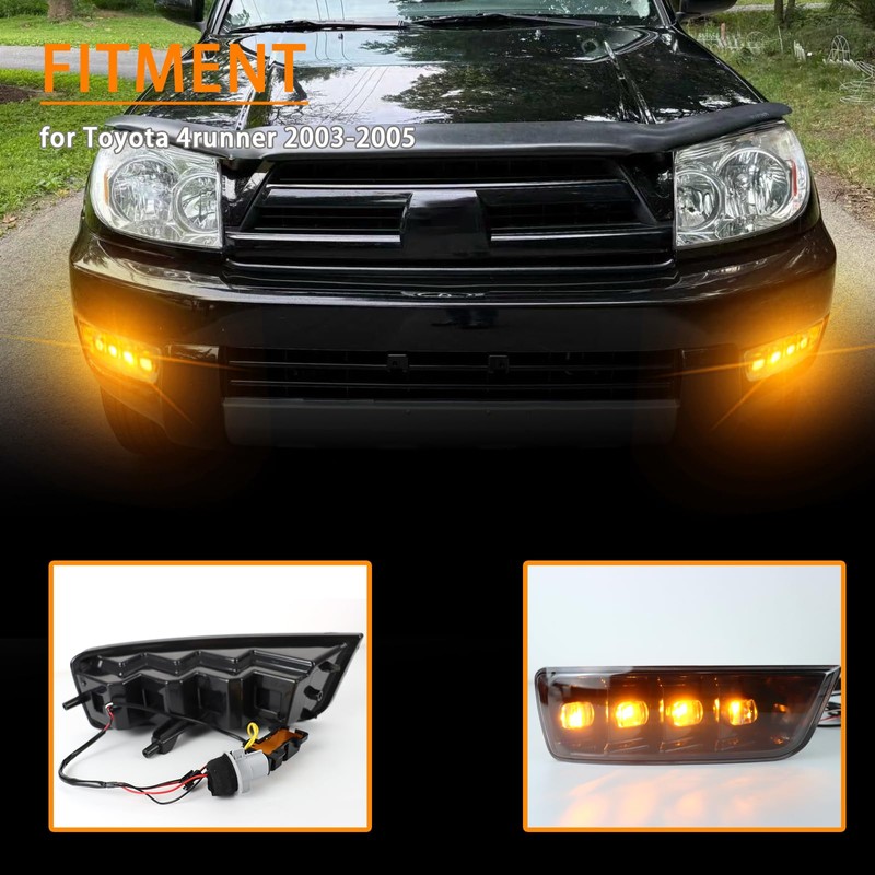 ZDEERAOTO Upgrade LED Front Bumper Fog light DRL Amber Sequential