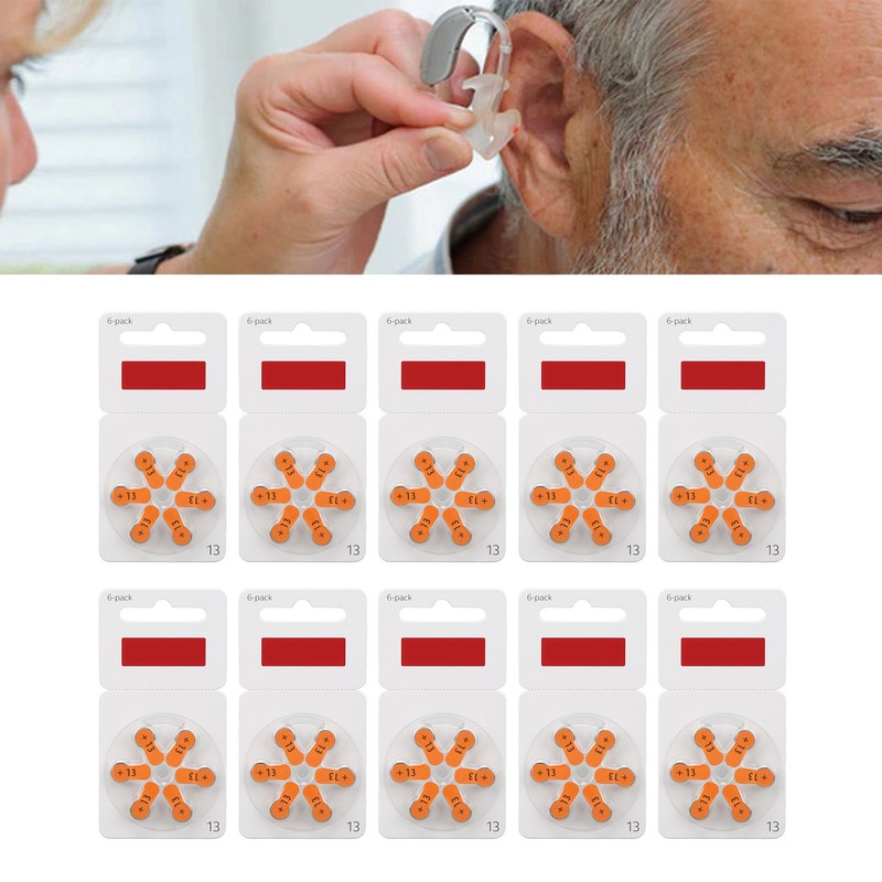 60pcs A13 Hearing Device Battery Zinc Air Lasting Power Sound