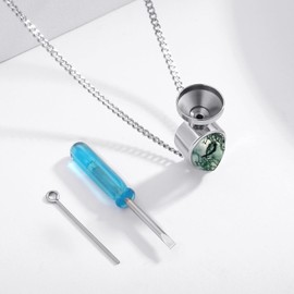 PCTJYFU Moss Agate Urn Necklace 925 Sterling Silver Teardrop Cremation Pendant Memorial Jewelry for Women Lady