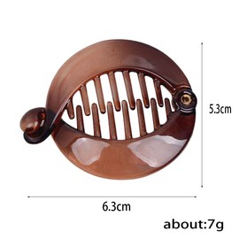 4 PCS Small Round Banana Clips Resin Hair ClipsFashion Interlocking Banana Combs Flat Shark Hair Clincher Hair Accessories for Women Lady (Brown)