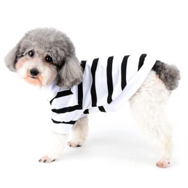 Zunea Dog Shirts for Small Dogs Summer Basic T-Shirt Stripes Puppy Clothing Sequins Love Heart Sweatshirt Soft Cotton Tee Shirt Pet Clothes Jumper Chihuahua Clothing White M