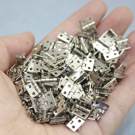 Mini Folding Hinges 1/4in 4-Hole for Dollhouse Cabinets with Screws 20 Pack Silver Lightweight Small Hinges for Model Houses Furniture Repair