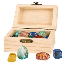 moses. Pirate treasure chest, small wooden chest with 24 real minerals, wooden treasure chest for children, also perfect for children's birthday parties with scavenger hunts