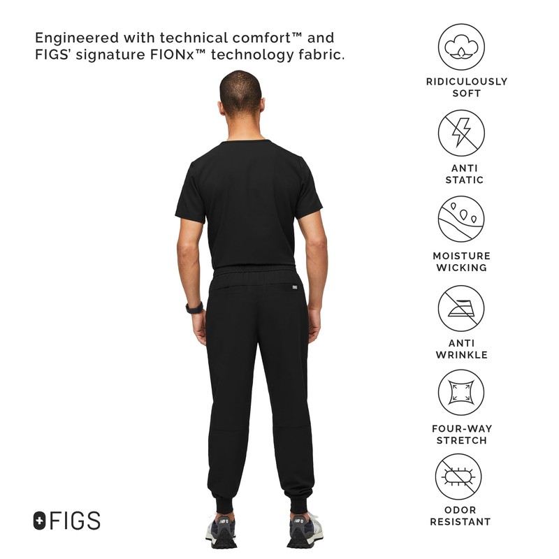 FIGS Tansen Jogger Scrub Pants for Men - Black, S