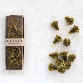 Creative Co-Op 72" L Handmade Recycled Paper Honeycomb Tree w/Gold Glitter, Green Garland
