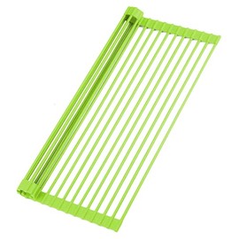 Zulay Kitchen Large 20.5" Roll Up Dish Drying Rack - Heavy Duty Silicone Wrapped Steel Rods Over Sink Dish Drying Rack - Versatile Roll Up Sink Drying Rack & Trivet - Green