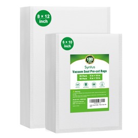 Syntus Vacuum Sealer Bags, 100 Quart 8" x 12" and Pint 6" x 10" Commercial Grade PreCut Bag, Food Vac Bags for Storage, Meal Prep or Sous Vide