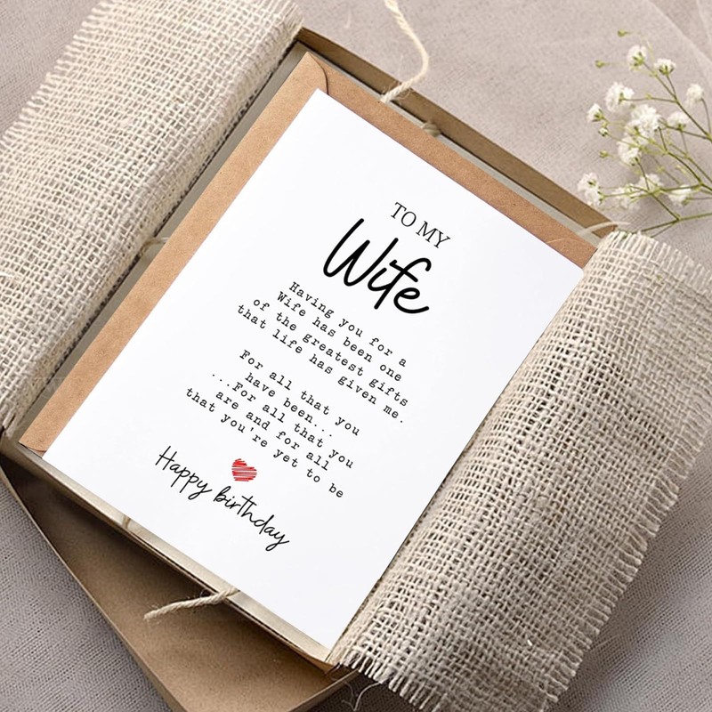 TuoYi Birthday Card for Wife with Heartfelt Message, 5.3 x