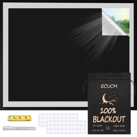 ECUCM Blackout Curtains, 200 x 145CM Portable Travel Window Coverings Blackout Shades, 100% Room Darkening Black Shades for Baby Nursery Kids Bedroom Temporary Blinds