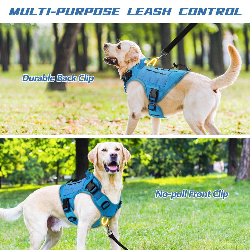 WINGOIN Blue Tactical Dog Harness for Large Dogs No Pull