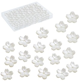 200 Pcs Flower Beads for Jewelry Making, 12mm Acrylic White Imitation Pearl Floral Bead Caps - DIY Necklace Earrings, Shell Beads for Wedding Crafts & Bridal Decor (Color A)