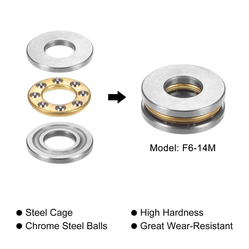 sourcing map F6-14M Thrust Ball Bearing 6mm x 14mm x