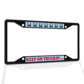 Fastasticdeals Metal Insert License Plate Frame Keep on Truckin' A Weatherproof Car Accessories Black 4 Holes Solid Insert