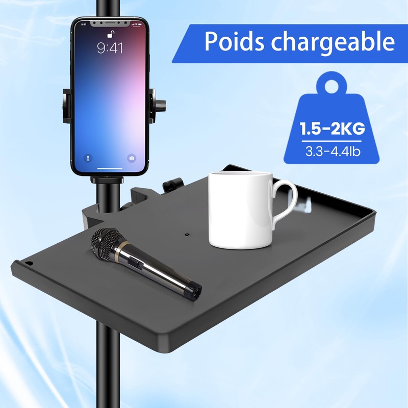 Mic Stand Tray & Clamp On Shelf - Heavy Duty