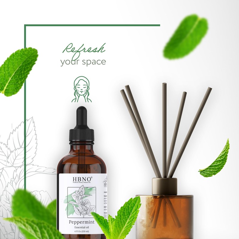HBNO California Bottled Peppermint Essential Oil 4 fl oz (120ml)