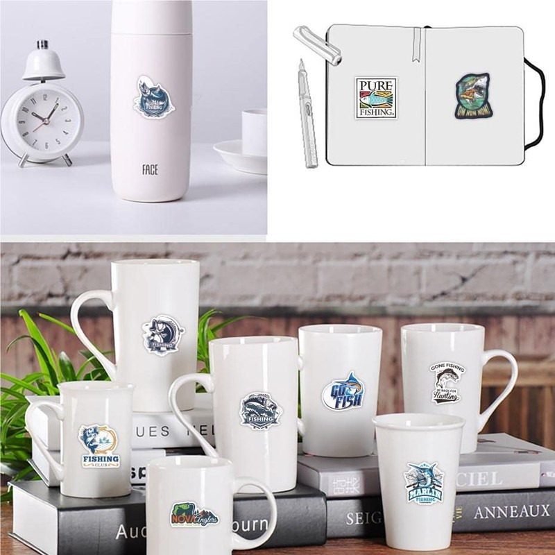 100Pcs Fishing Stickers, Go Fishing Club Stickers Packs, Waterproof Vinyl