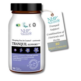 NHP The Natural Health Practice NHP Advanced Tranquil Support A Unique Combination of Nutrients and Herbs to Help You Cope with Stress, Fatigue, and Anxiety – All in One Powerful Supplement 90 Vegan Capsules