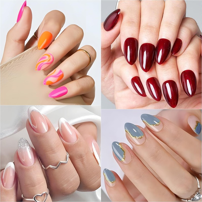 Heercun Nail Tips Short Almond Full Cover Soft Gel Tips