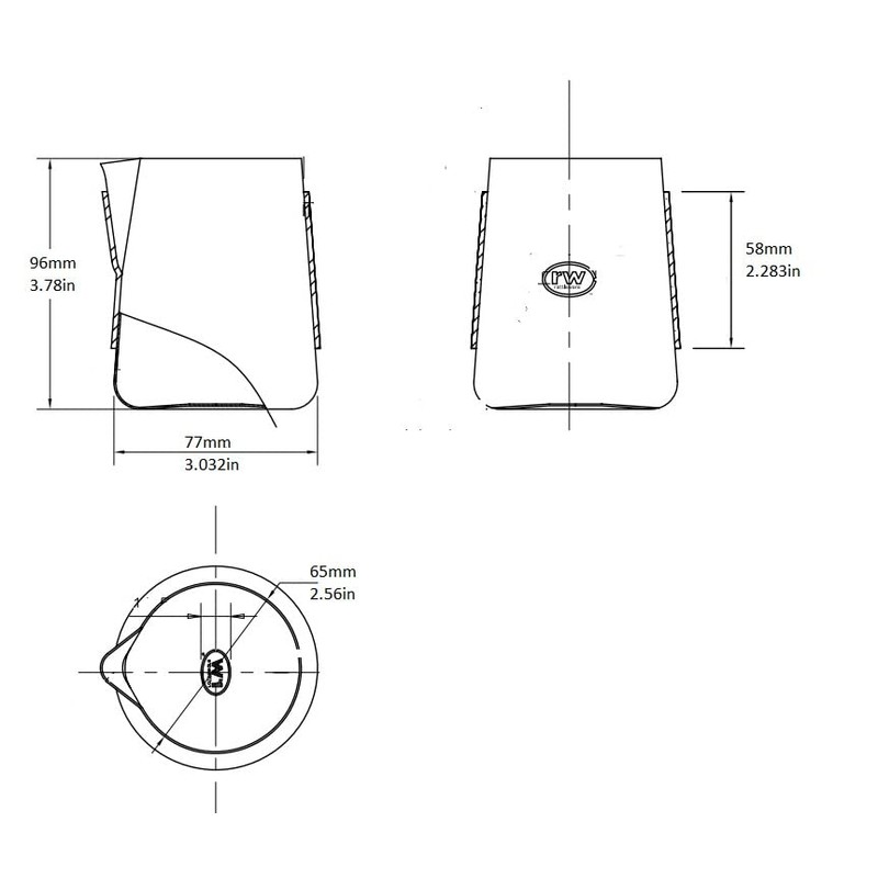 rattleware 12 oz Macchiato Pitcher, Handle Free, Stainless Steel, with