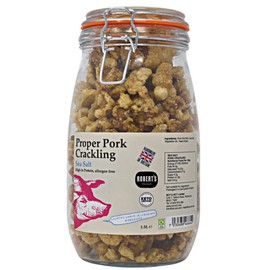 SCT Proper Pork Crackling - Available Different Flavors - Keto, Gluten & Allergen Free, Low Carb, High Protein - Handmade in Britain With Family Recipe (Classic Sea Salt, 1.5L Jar)